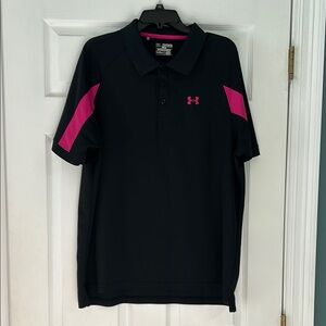 Under Armour Black and Pink Polo Shirt